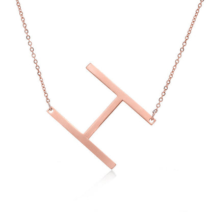 Big Initial Letter Pendant Necklace, Gold Silver, and Rose Gold