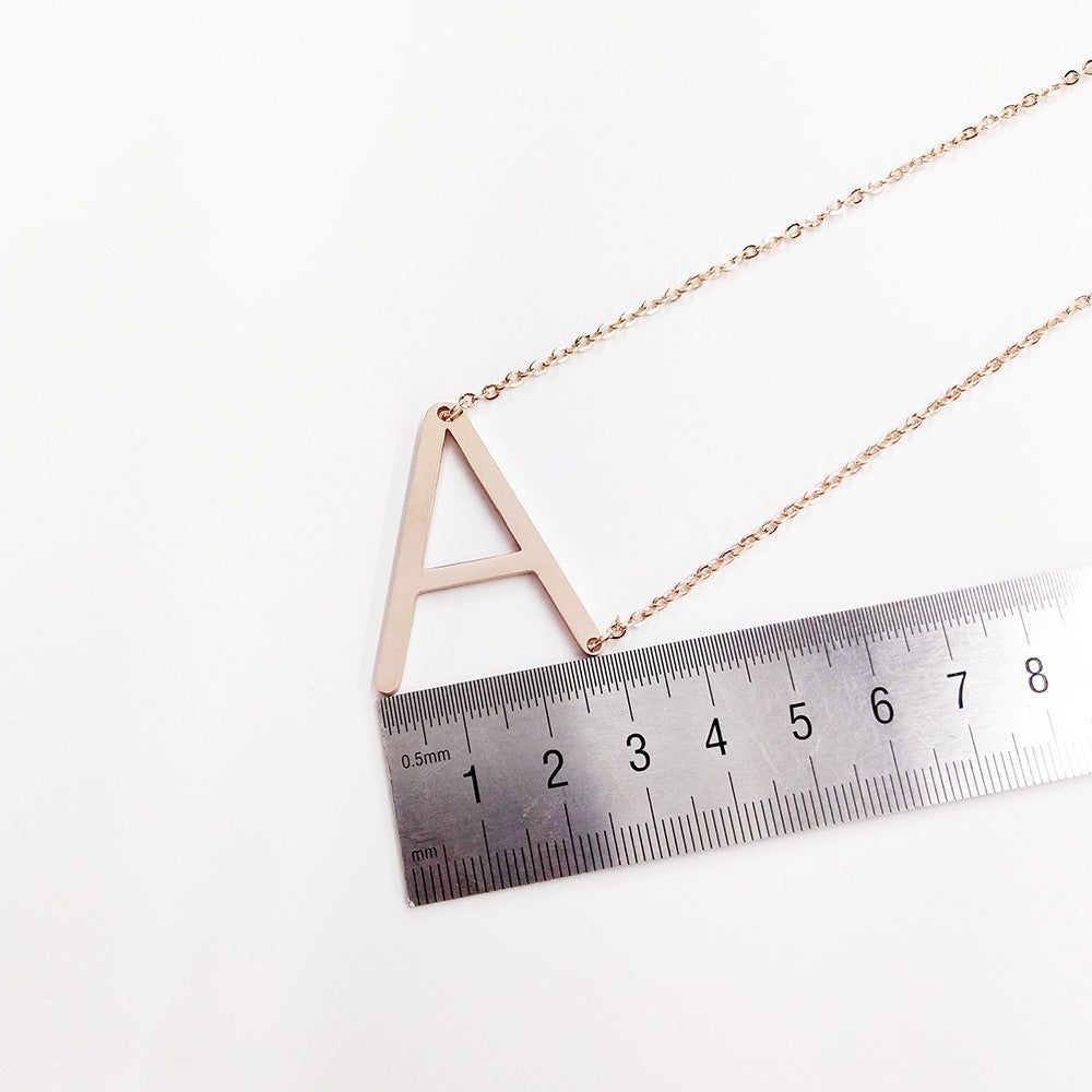 Big Initial Letter Pendant Necklace, Gold Silver, and Rose Gold