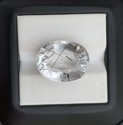 20.4ct Black Tourmalated Quartz  Black Rutile Quartz - Rutilated Quartz