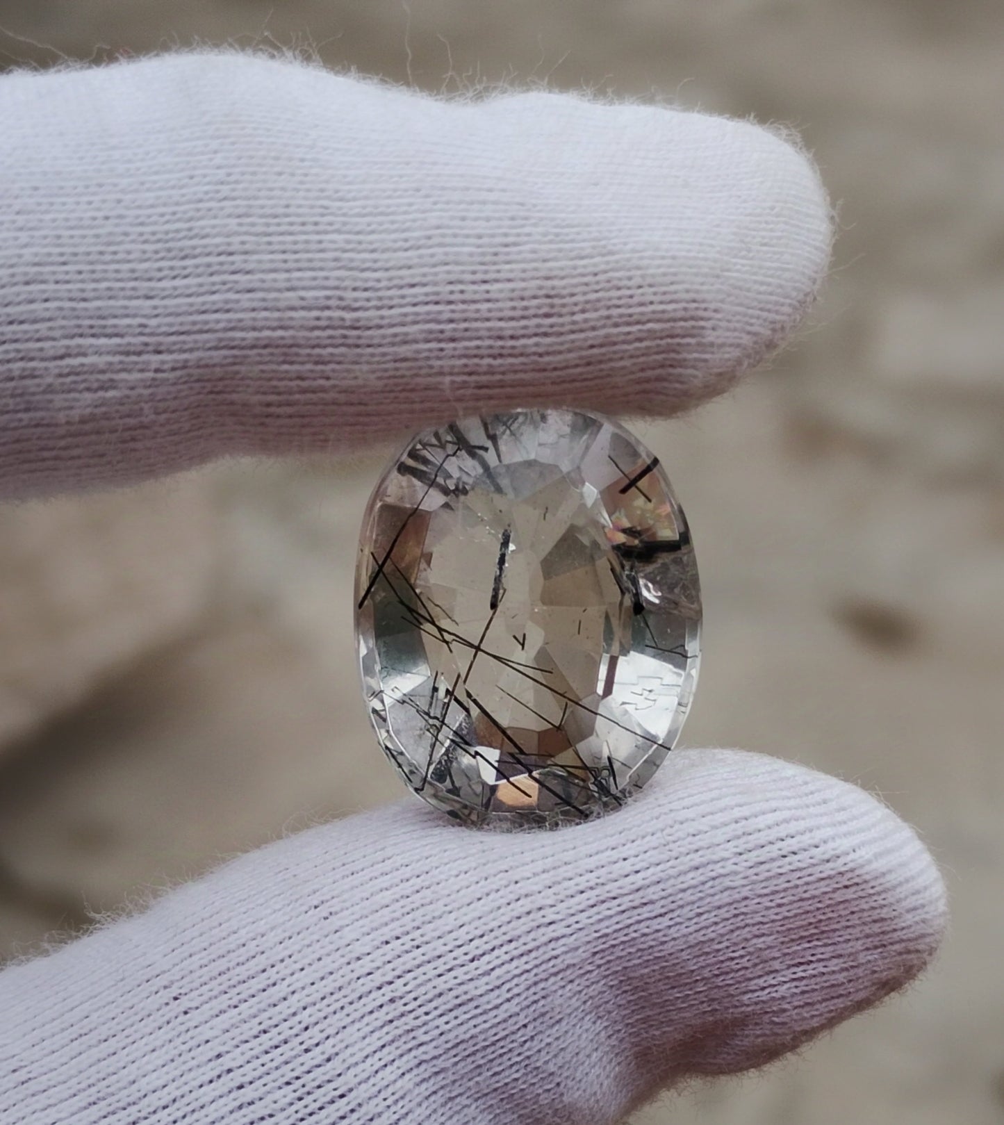 20.4ct Black Tourmalated Quartz  Black Rutile Quartz - Rutilated Quartz