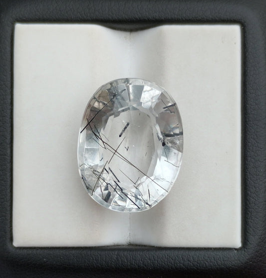 20.4ct Black Tourmalated Quartz  Black Rutile Quartz - Rutilated Quartz