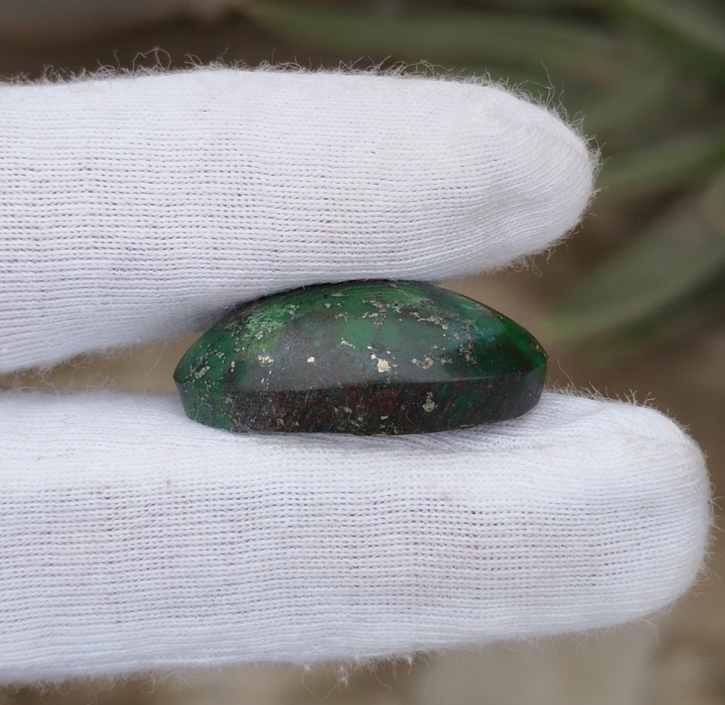 32ct Green Turquoise with Pyrite, Natural Feroza Stone Dimension 19x26x9mm
