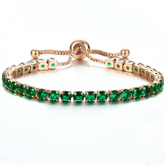 Gold Push Pull Zircon Bracelet