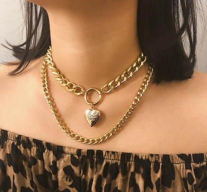 Multi-Layer Heart Locket Pendant Necklace