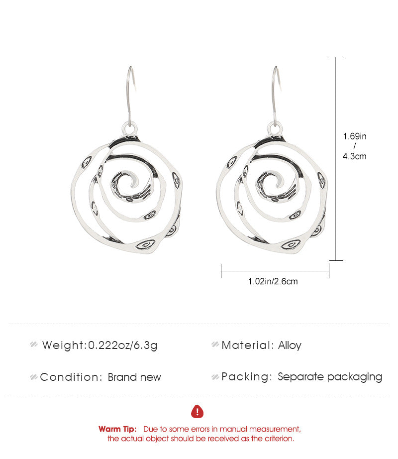 Long Vintage Hollow Circle Vortex Earrings