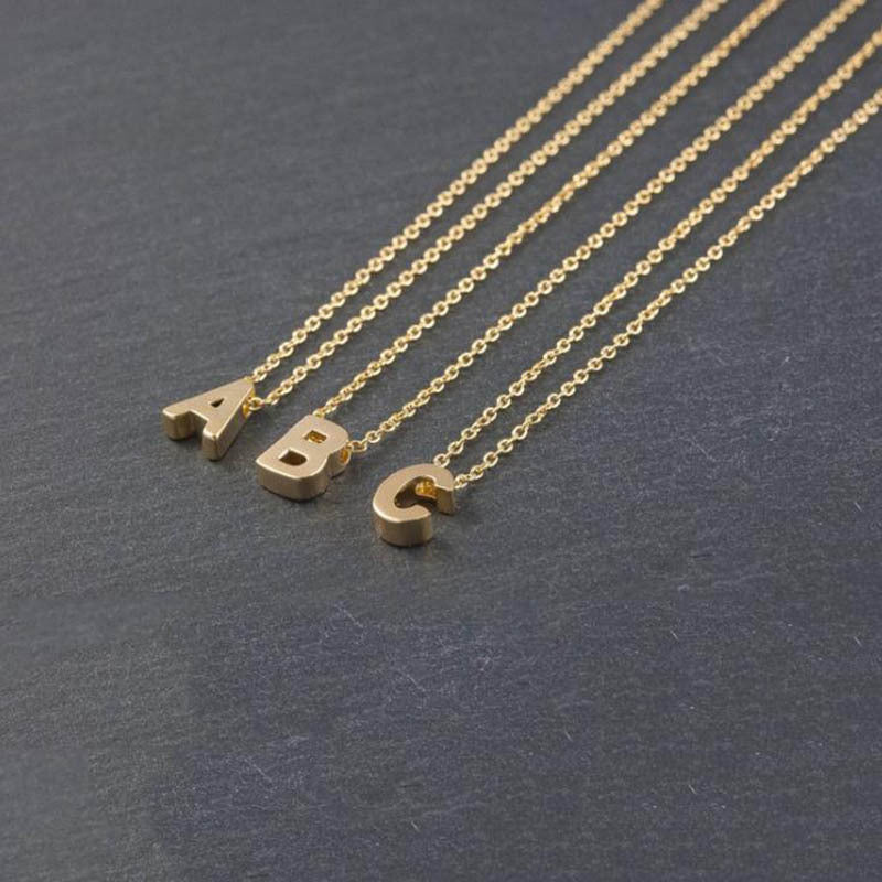 Tiny Initial Necklace, Gold & Silver