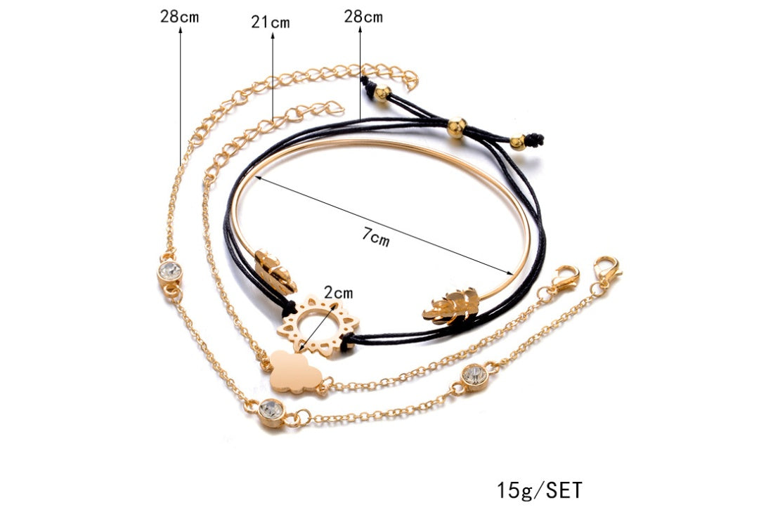 Crystal Wedding Bracelet Sets 4Pcs