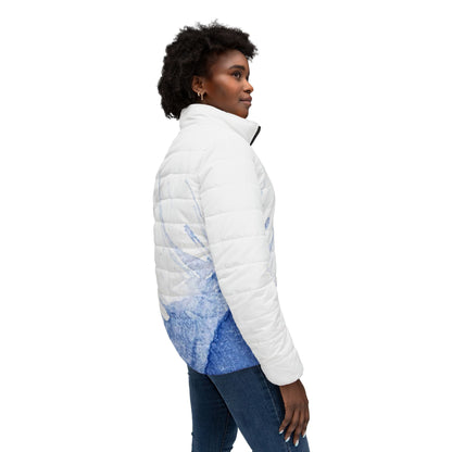 Watercolour Blue Splash - Womens Puffer Jacket