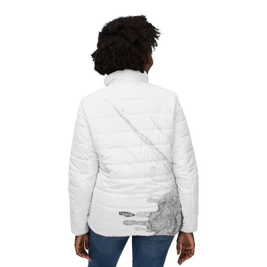 Watercolour Grey Splash - Womens Puffer Jacket