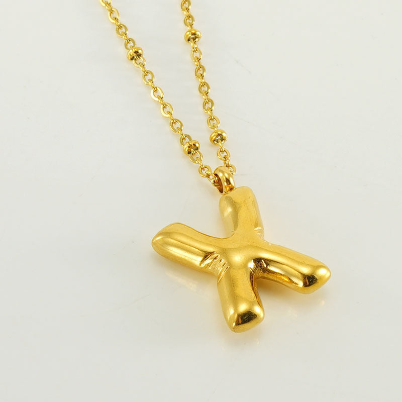 Bubble Letter Pendant Necklace A-Z