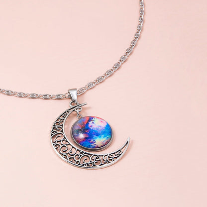 Galaxy Planet Star Glass Necklaces
