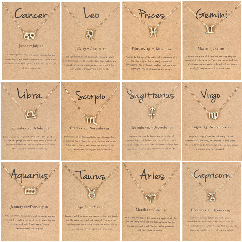 12 Zodiac Sign Constellation Pendant Necklace
