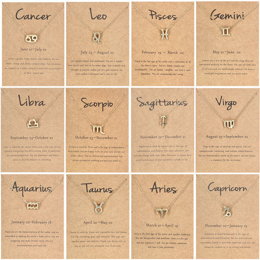 12 Zodiac Sign Constellation Pendant Necklace
