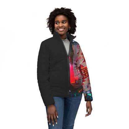 Half Black Half Báijiǔ - Womens Puffer Jacket