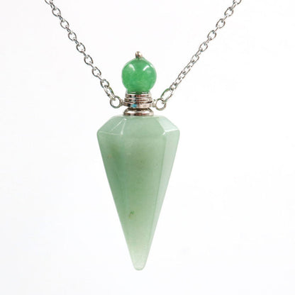 Crystal Stone Cone Perfume Bottle Necklace