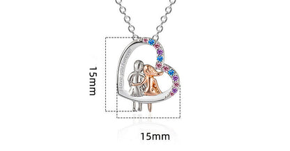 Love Couple Necklace with Colorful Rhinestones