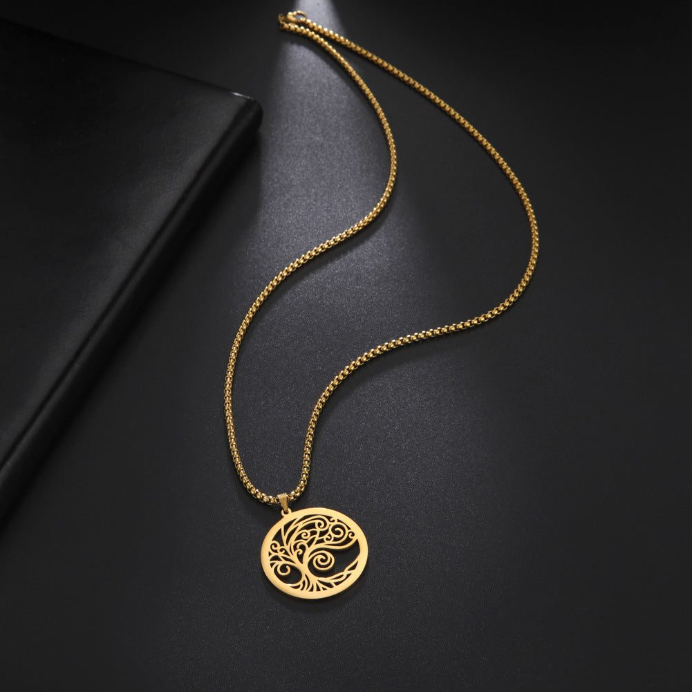 Hollow-out Bristle Tree Pendant Necklace