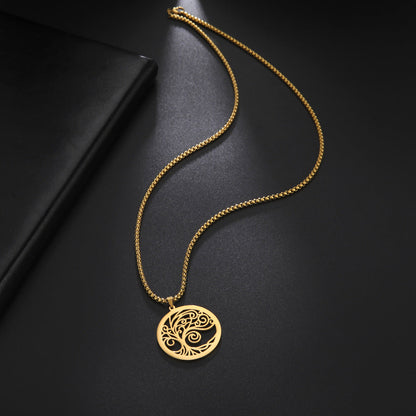 Hollow-out Bristle Tree Pendant Necklace