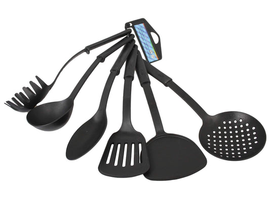 6Piece Plastic Kitchen Utensils Set Black 30 cm