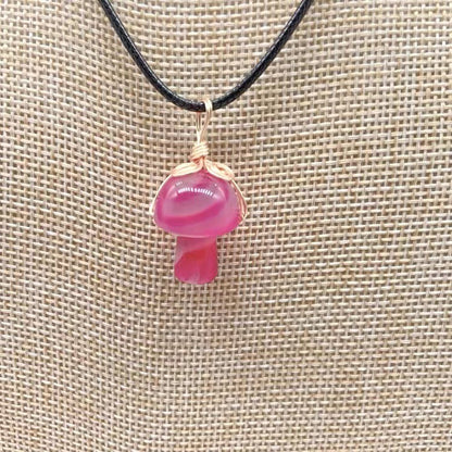 Winding Small Mushroom Natural Stone Necklaces