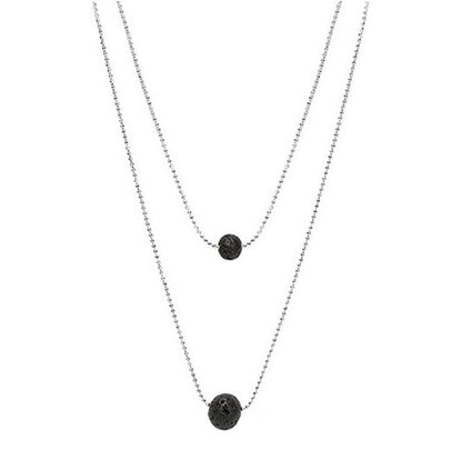 Double Layer Lava Rock Necklace