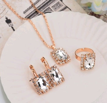 Water Drop Diamond Necklace, Earrings & Rings Sets