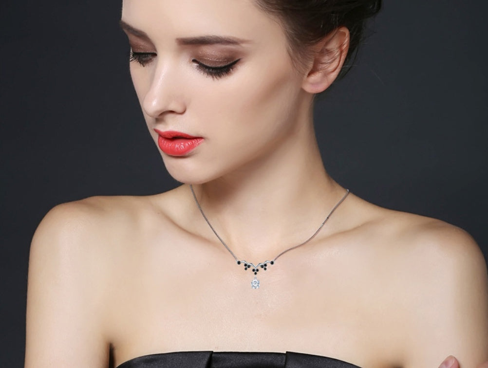 Elegant Sterling Silver Zircon Necklace