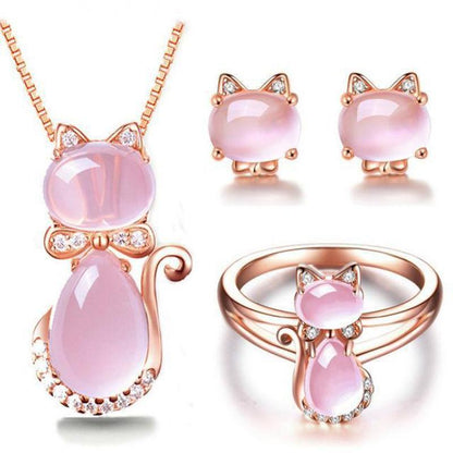 Cute Cat Jewelry Set