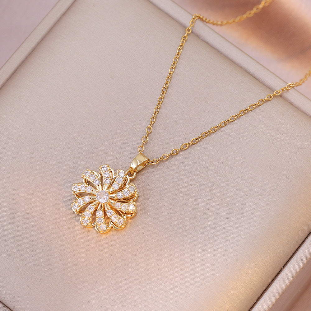 Zircon Flower Necklace or Ring for Women