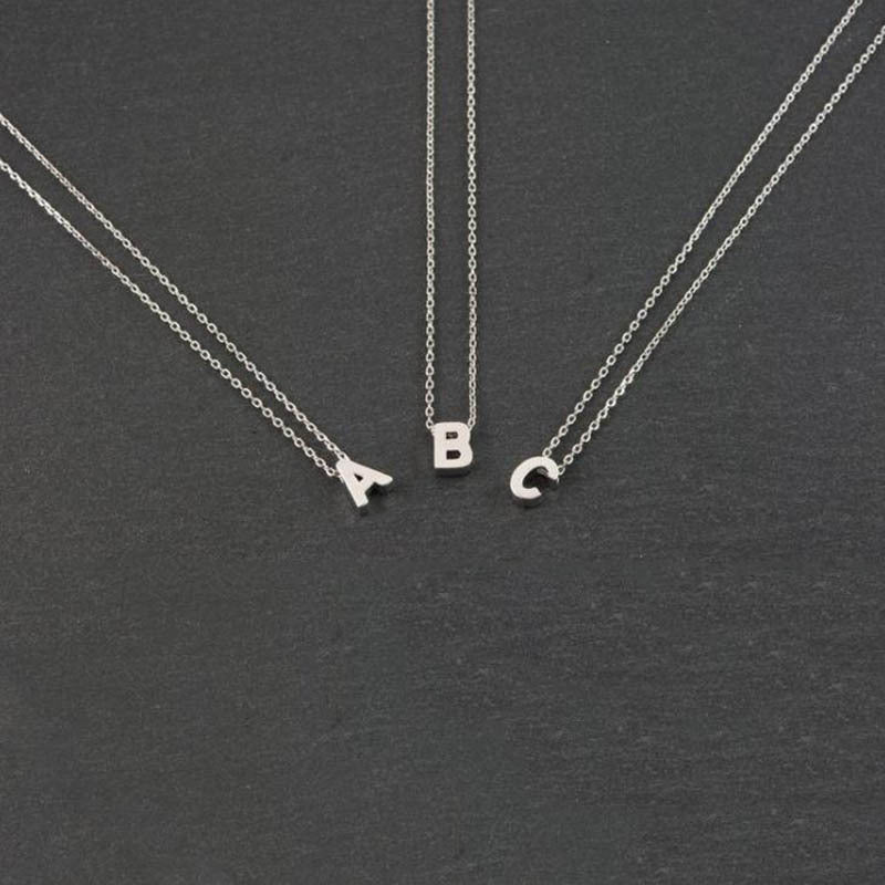 Tiny Initial Necklace, Gold & Silver