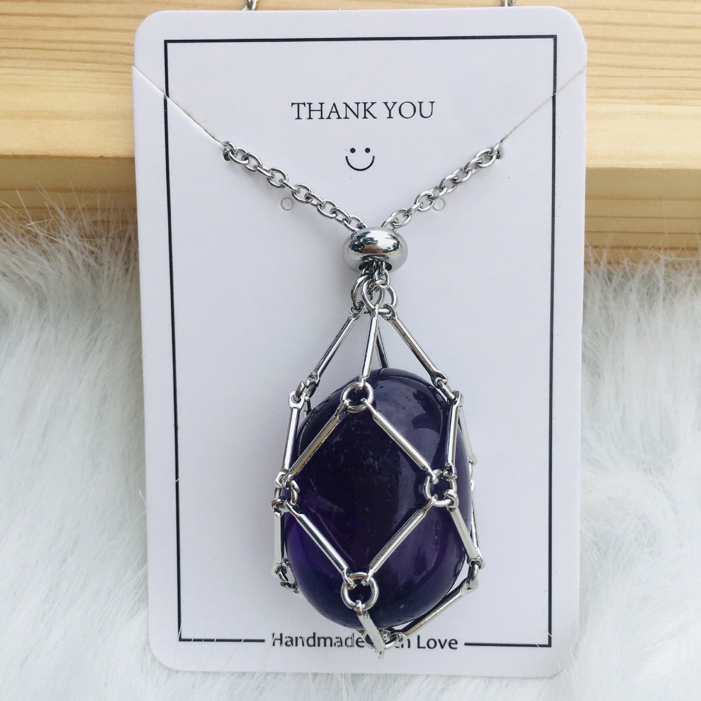 Handmade Natural Crystal Mesh Bamboo Necklace