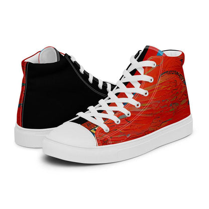 Half Black Half Hónghǎi - Mens High-Top Canvas Shoes