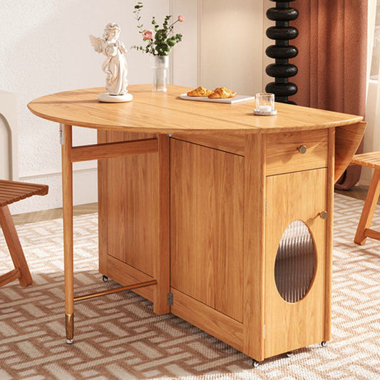 Ainsley Round Folding Extendable Dining Table, Wood