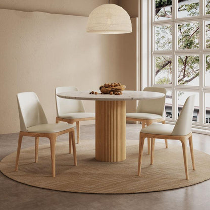 Sienna Round Dining Table, Premium Terrazzo And Wood Base