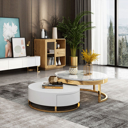 Regalia Coffee Table Set, White & Gold