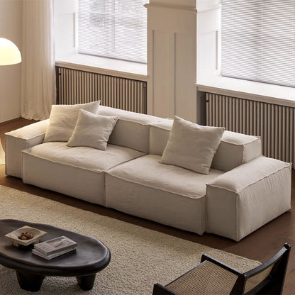 Zaavan Three Seater Sofa, Modular Sofa, White Linen