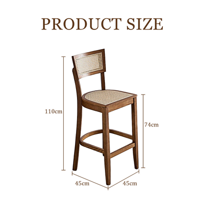 Rico Bar Chair, Rattan & Solid Wood