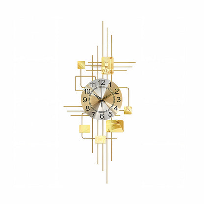 Park Art Deco Wall Clock, Silent Clock, Vertical, Gold