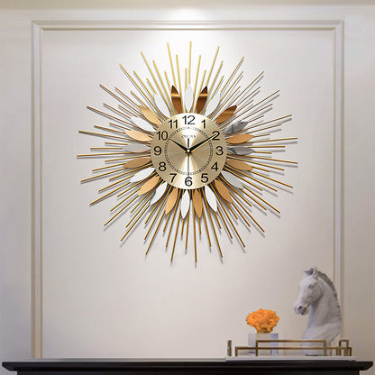 Miller Round Art Deco Wall Clock, Silent Clock, Gold & Silver