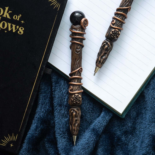 Gothic Gifts Black Obsidian Crystal Wand Pen