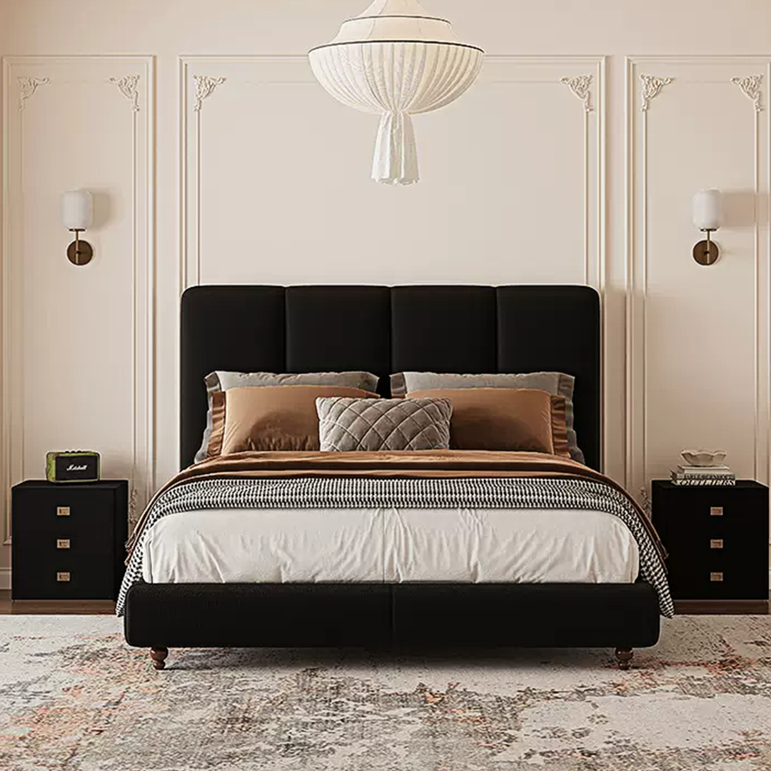 Lysander Double Bed, King Size Bed, Black