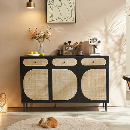 Ballard Rattan Sideboard, Black Or Oak