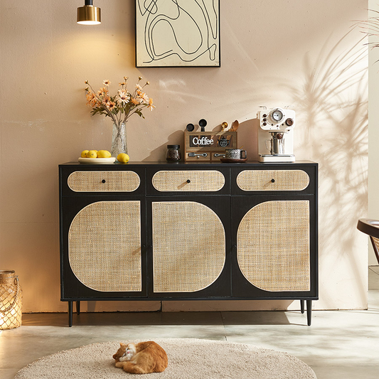 Ballard Rattan Sideboard, Black Or Oak