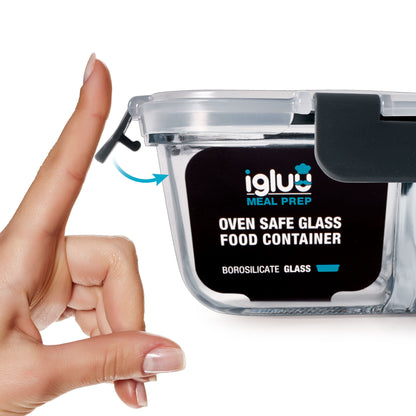 Glass Food Storage Containers with Airtight Lids - 1050ml - 3 PACK
