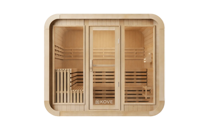 KOVE Cube Sauna 5–6 Person Outdoor Sauna – Premium Spruce Wood, 8kW Heater, Modern Cube Design
