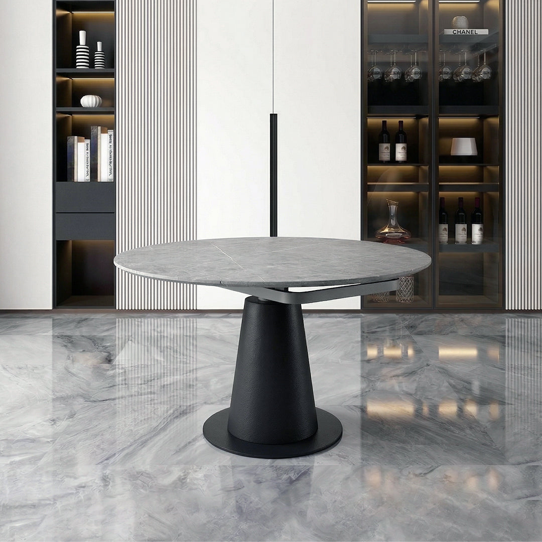 Lessie Round Extendable Dining Table, Sintered Stone