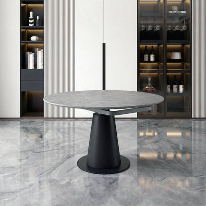 Lessie Round Extendable Dining Table, Sintered Stone