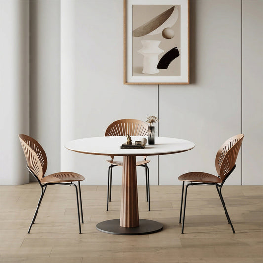 Anderson Small Round Dining Table, Sintered Stone & Solid Wood