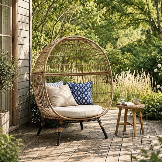 Simera Rattan Garden Ball Chair with Stand, Indoor/ Outdoor Furniture