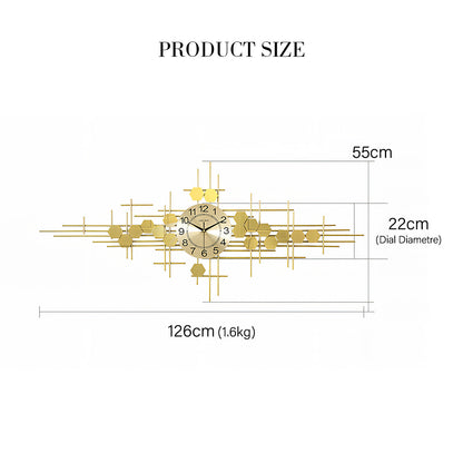 Clark Art Deco Wall Clock, Silent Clock, Gold